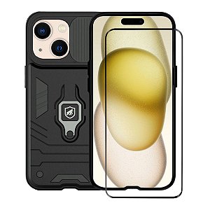 Kit Capa Defender e Pelicula Ultra Glass para iPhone 15 - Gshield