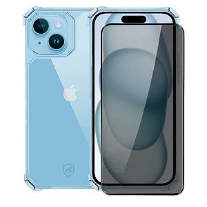 Kit Capa Clear Proof e Película Defender Pro Privacidade para iPhone 15 Plus - Gshield