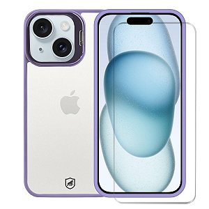 Kit Capa Gravity Lilás e Pelicula Nano Vidro para iPhone 15 - Gshield