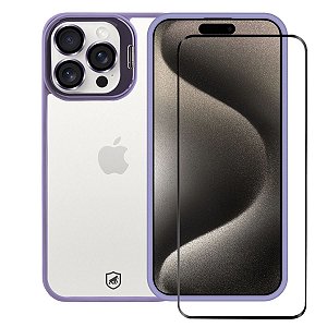 Kit Capa Gravity Lilás e Pelicula Ultra Glass para iPhone 15 Pro - Gshield