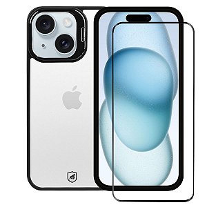 Kit Capa Gravity Preta e Pelicula Ultra Glass para iPhone 15 - Gshield