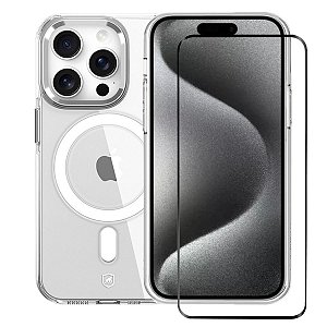 Kit Capa MagSafe Crystal Armor e Pelicula Ultra Glass para iPhone 15 Pro Max - Gshield