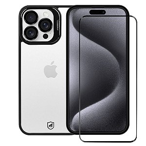 Kit Capa Gravity Preta e Pelicula Coverage 5D Pro Preta para iPhone 15 Pro Max - Gshield