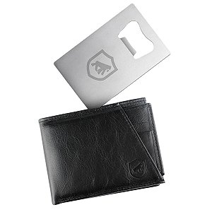Kit Carteira Com Porta Cartão Dinamic e Cartão Abridor em Metal - Gshield