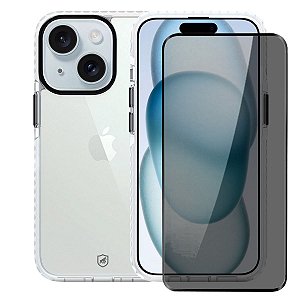 Kit Capa Urus Branca e Pelicula Defender Pro Privacidade para iPhone 15 - Gshield