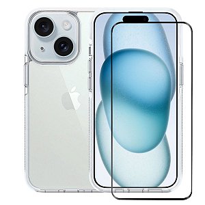 Kit Capa Anti-Slip e Pelicula Coverage 5D Pro Preta para iPhone 15 - Gshield