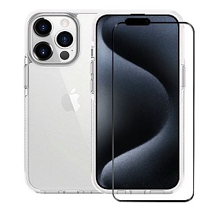 Kit Capa Anti-Slip e Pelicula Coverage 5D Pro Preta para iPhone 15 Pro - Gshield