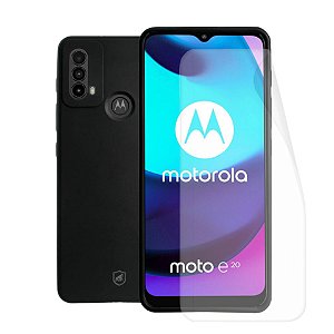 Kit Capa Silicon Veloz e Película Hydrogel HD para Motorola Moto E20 - Gshield