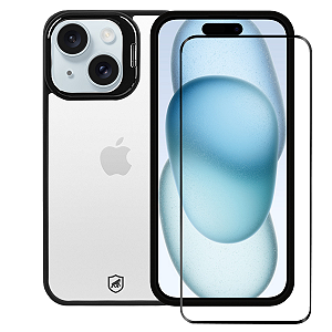 Kit Capa Gravity Preta e Película Ultra Safe para iPhone 15 Plus - Gshield