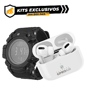 DIA DOS PAIS - Relógio Esportivo Tech Fury e Earbuds GPro Air - Gshield - KIT EXCLUSIVO