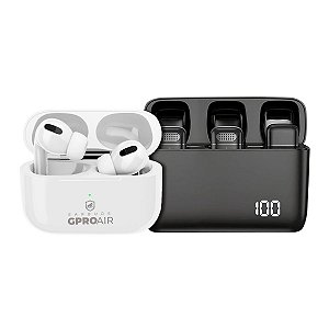 Microfone de Lapela - Tipo C com Adaptador Lightning + Fone de ouvido bluetooth GPro Air - Gshield