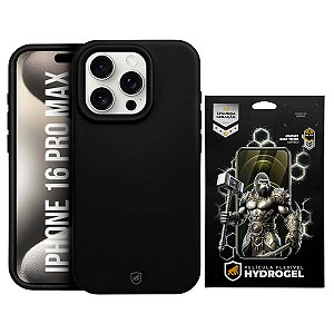 Kit Capa Silicon Premium e Película Hydrogel HD para iPhone 16 Pro Max - Gshield