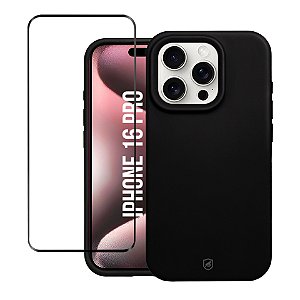 Kit Capa Silicon Premium e Película Defender Glass para iPhone 16 Pro - Gshield