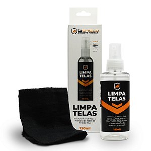 Kit Spray Limpa Telas Bactericida com Flanela de Microfibra Peluciada para Limpeza de Celular, Notebook, TV, Tablet, Óculos, Legalizado ANVISA - 150ml - Grip Clean - Gshield