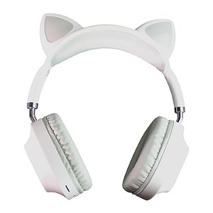 Fone Headset Bluetooth Cat Ear - Extra Bass - Branco - Verde