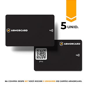 Kit com 5 - Cartão de Visita Digital - ArmorCard - Gshield - Compartilhe seus contatos por NFC ou Qrcode