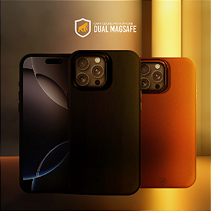 Capa para iPhone - Couro Dual Magsafe - Preta / Marrom - Gshield
