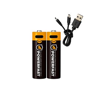 Pilha Recarregável AA Turbo PowerFast - 2 Unidades - Alta Capacidade, Até 1200 Recargas, Ideal para Controles e Eletrônicos - Gshield