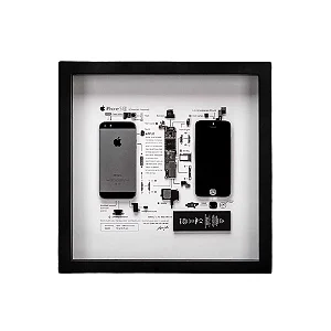 Quadro Decorativo Moldura de iPhone 5S Prateado REAL - Gshield