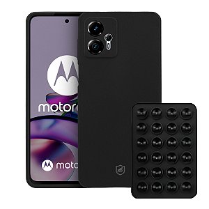 Kit Capa Silicon Veloz para  Motorola Moto G13 +  Ventosa - Preta - Gshield