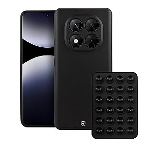 Kit Capa Silicon Veloz para  Xiaomi Redmi Note 14 Pro 5G +  Ventosa - Preta - Gshield