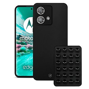 Kit Capa Silicon Veloz para  Motorola Moto Edge 40 Neo +  Ventosa - Preta - Gshield