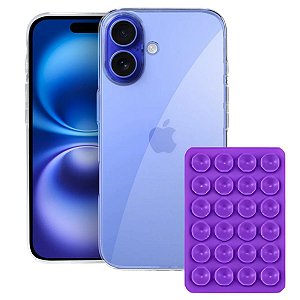 Kit Capa Crystal Slim para phone 16 +  Ventosa - Lilás - Gshield