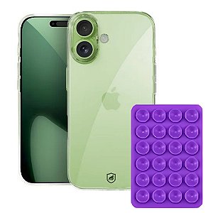 Kit Capa Crystal Slim para iPhone 17 +  Ventosa - Roxo - Gshield