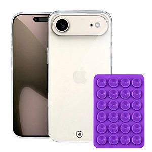 Kit Capa Crystal Slim para iPhone 17 Air +  Ventosa - Roxo - Gshield
