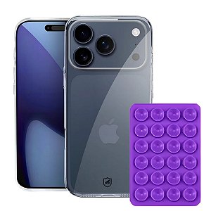 Kit Capa Crystal Slim para iPhone 17 Pro Max +  Ventosa - Roxo - Gshield