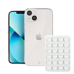 Kit Capa Crystal Slim para iPhone 13 +  Ventosa - Branca - Gshield