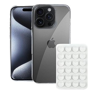 Kit Capa Crystal Slim para iPhone 15 Pro Max +  Ventosa - Branca - Gshield