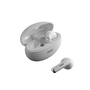 Fone de Ouvido Bluetooth 6.0 Earbuds TWS Sem Fio com Estojo Carregador, Microfone e Controle Touch - Branco - AOC