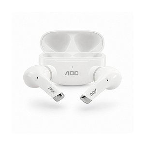 Fone de Ouvido Bluetooth Earbuds Pro V5.4 com Estojo de Recarga, Baixa Latência e Tradução por IA- Branco - AOC