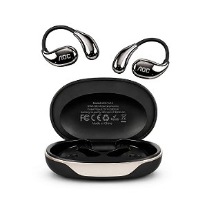 Fone Auricular Open-Ear Clip Earbuds Bluetooth 5.4 Open Stereo Sem Fio com Alcance até 10 metros, Baixa Latência, Tradução Simultânea por IA e Microfone Integrado - Preto - AOC