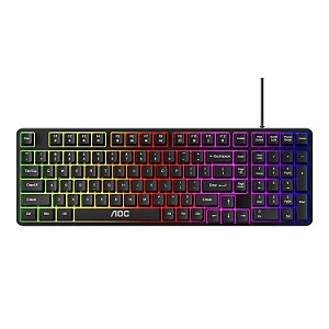 Teclado Gamer RGB com Fio – Anti-Ghosting 26 Teclas, LED Rainbow, Teclas Silenciosas e Alta Performance - AOC