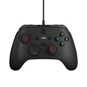Controle Gamer com Fio USB para PC Joystick Ergonômico com Vibração Alta Precisão Plug and Play - AOC