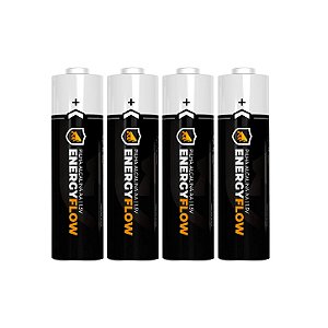 Pilha Alcalina 4 Unidades AA Energy Flow com Tensão de 1,5V, Alta potência e Durabilidade para Controles, Teclados, Mouses e Brinquedos - Gshield
