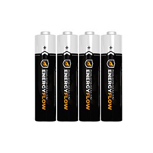 Pilha Alcalina 4 Unidades AAA Energy Flow com Tensão de 1,5V, Alta potência e Durabilidade para Controles, Teclados, Mouses e Brinquedos - Gshield