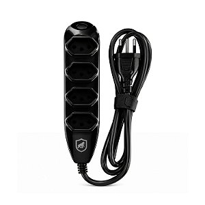 Extensão Elétrica 4 Tomadas Tripolar Bivolt 10A com Cabo 1,5m + Fita Organizadora, Certificação INMETRO e 3 Anos de Garantia - Dual Shock - Gshield