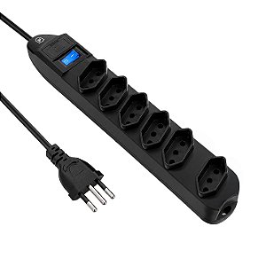 Filtro de Linha com 6 Tomadas Bivolt 110V/220V, Cabo Reforçado 1,5M, Padrão Brasileiro NBR 14136 e Proteção Contra Sobrecarga - Dual Shock - Gshield