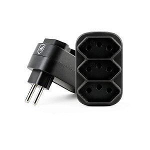 Adaptador com 3 Tomadas Bivolt 127/220V até 10A, Padrão Brasileiro NBR 14136 - Dual Shock - Gshield