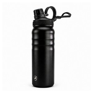 Garrafa Térmica Aço inoxidável de Parede Dupla 700ml, Quente ou Frio, Antivazamento com Alça de Silicone -Preta - Armor - Gshield