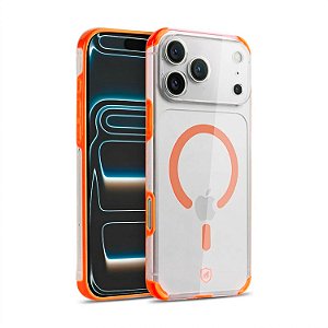 Capa para iPhone 17 Pro - Crystal Edge Magsafe - Laranja - NÃO AMARELA - Gshield