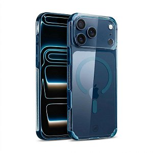 Capa para iPhone 17 Pro Max - Crystal Edge Magsafe - Azul - NÃO AMARELA - Gshield