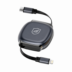 Cabo Retrátil Tipo C / Lightning 27W Fast Charge 1M, Transferência 480Mb/s, Compatível com iPhone, iPad e Centrais Automotivas - Victus - Gshield