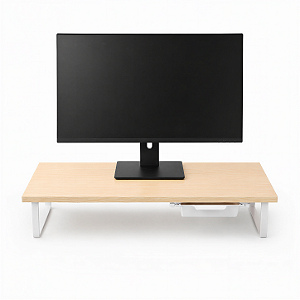 Suporte de Mesa Resistente Stand Desk Armor com Gaveta Integrada para Monitor até 32" Suporta 25kg - Madeira - Gshield