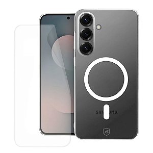 Kit Capa Crystal Slim Magsafe + Película Frontal + Traseira para Samsung Galaxy S25 FE - Gshield