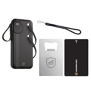 Kit Standard – Carregador Portátil 10.000mAh + Cartão NFC + Cordão Salva Celular + Abridor