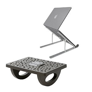 Kit Escritório e Home Office - Apoio para Pés Ergonômico + Suporte Notebook - Gshield